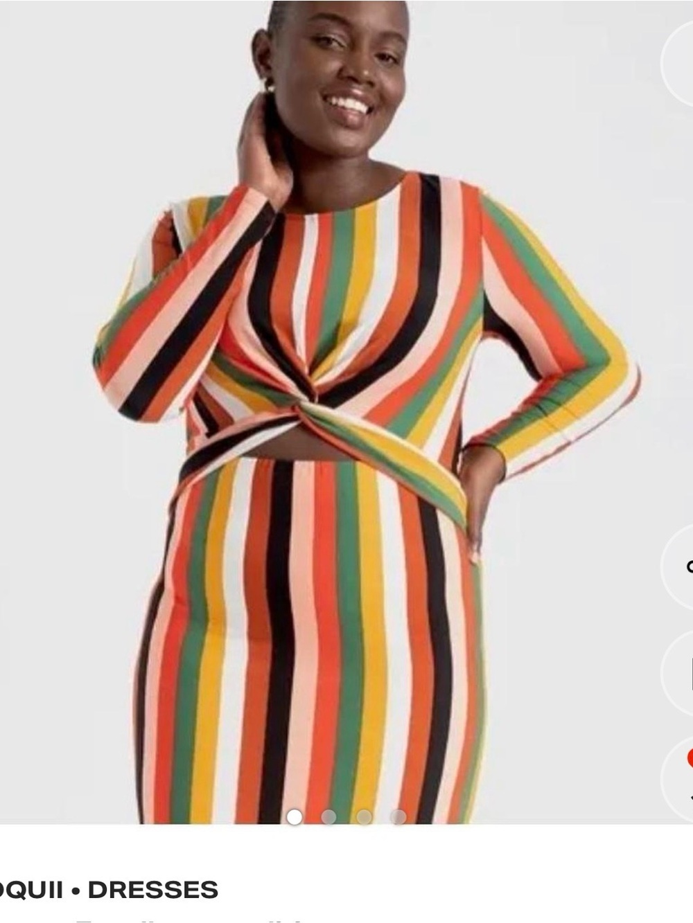 Eloquii Multicolor Striped Knit Dress with Twist Detail